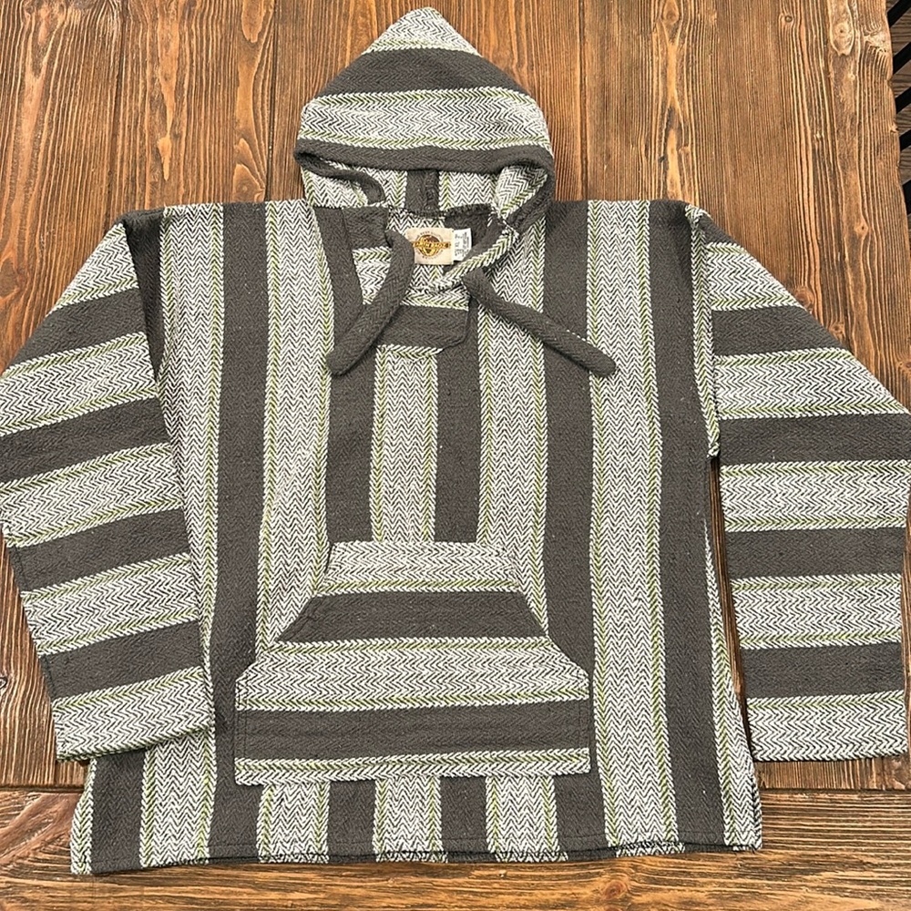 Earth Ragz Baja hoodie in green, white & gray. Size XL